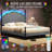 Modern Corduroy Upholstered Platform Bed with Metal Poster,LED Light & Arch Headboard-89441004-89440981