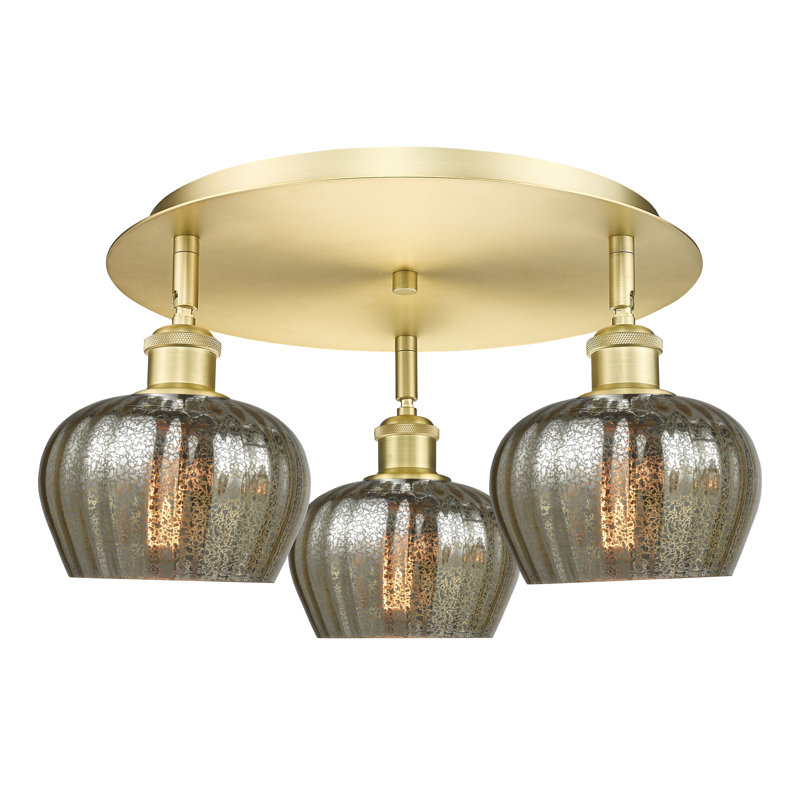 Bergeman Glass Flush Mount, Mercury, Satin Gold