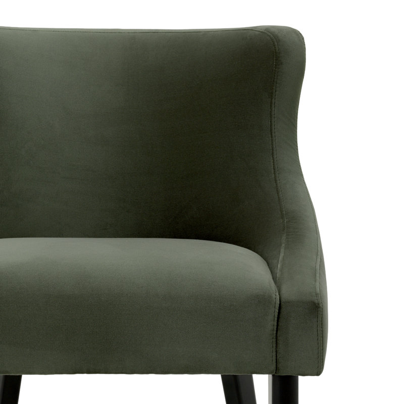 Dining Chair Chavelle Black Finish, Torrin Green