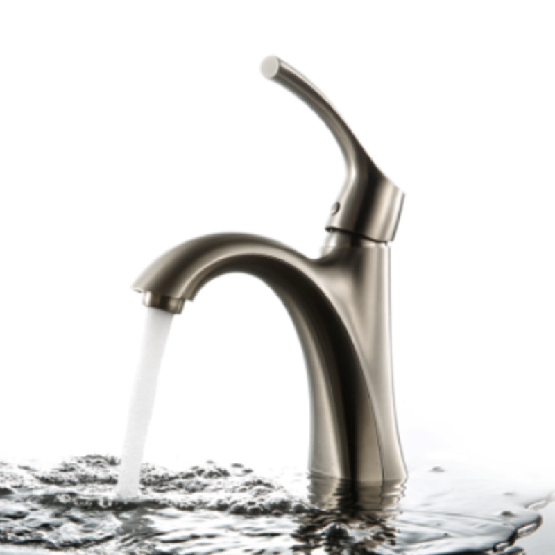 Robinet de salle de bain monotrou avec drain, Nickel brossé