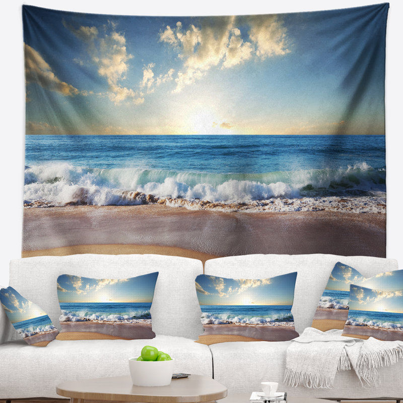 Photographie mer coucher du soleil tapisserie Seascape, H 32 po x l 39 po