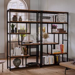 Ezra Matte Black Metal and Glass Etagere Shelf by World Market