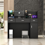 Modern Dual-Color Reception Desk With Storage And Sleek Design