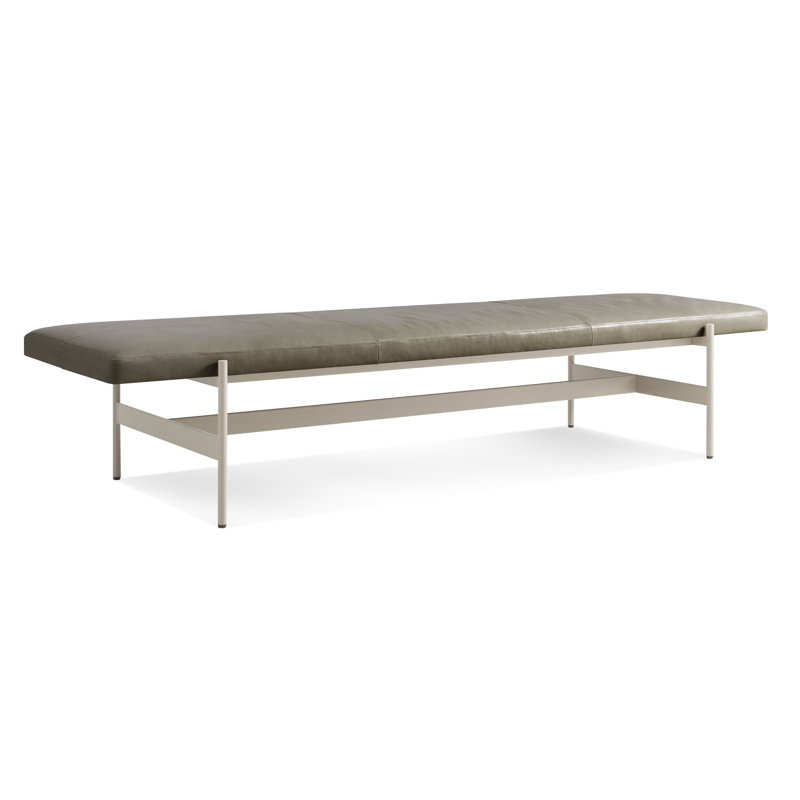 Daybench Leather Dining Bench, Putty, Grey, 14" H x 75" W x 24" D