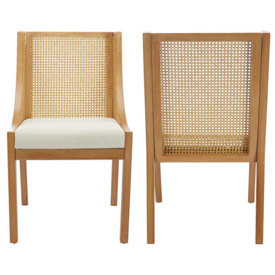 Audri Rustic Style Dining Linen Upholstered Solid Wood Side Chairs by Bayou Breeze
