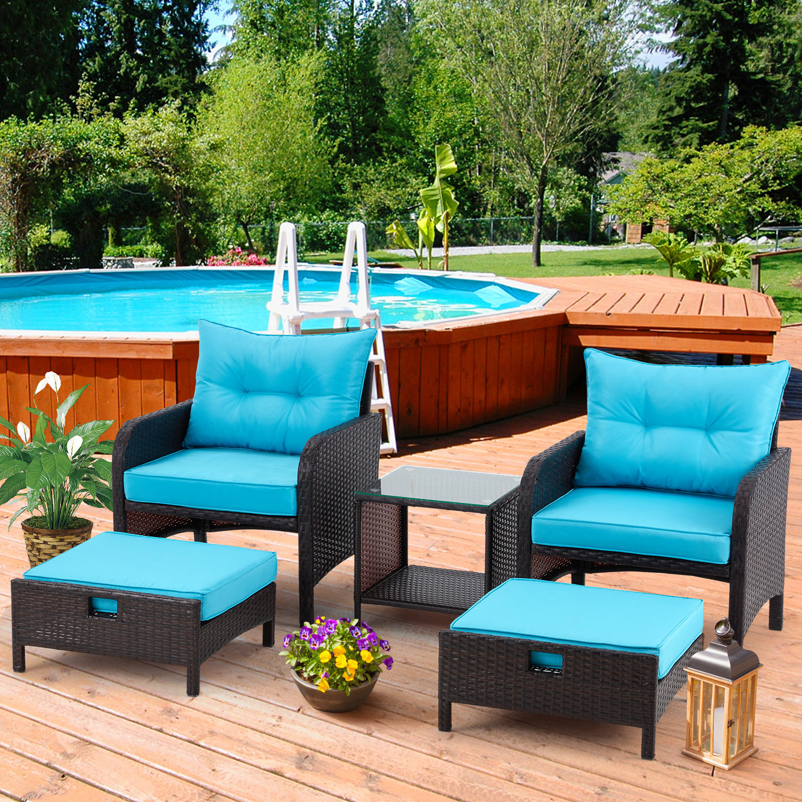 Red Barrel Studio® 2 Person Outdoor Seating Group with Cushions