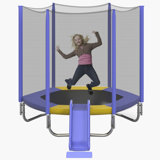 7FT Trampoline for Kids with Safety Enclosure Net, Slide and Ladder