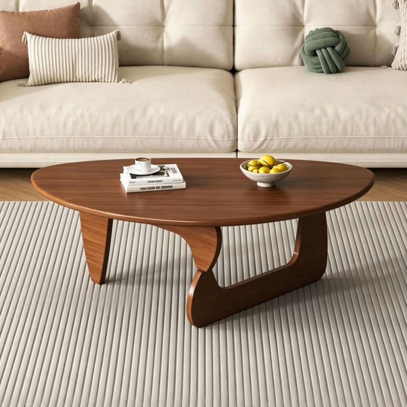 Table basse ovale de style Noguchi, table basse en bois de style Mid-Century moderne de 34 po, table d'appoint triangulaire stable pour salon