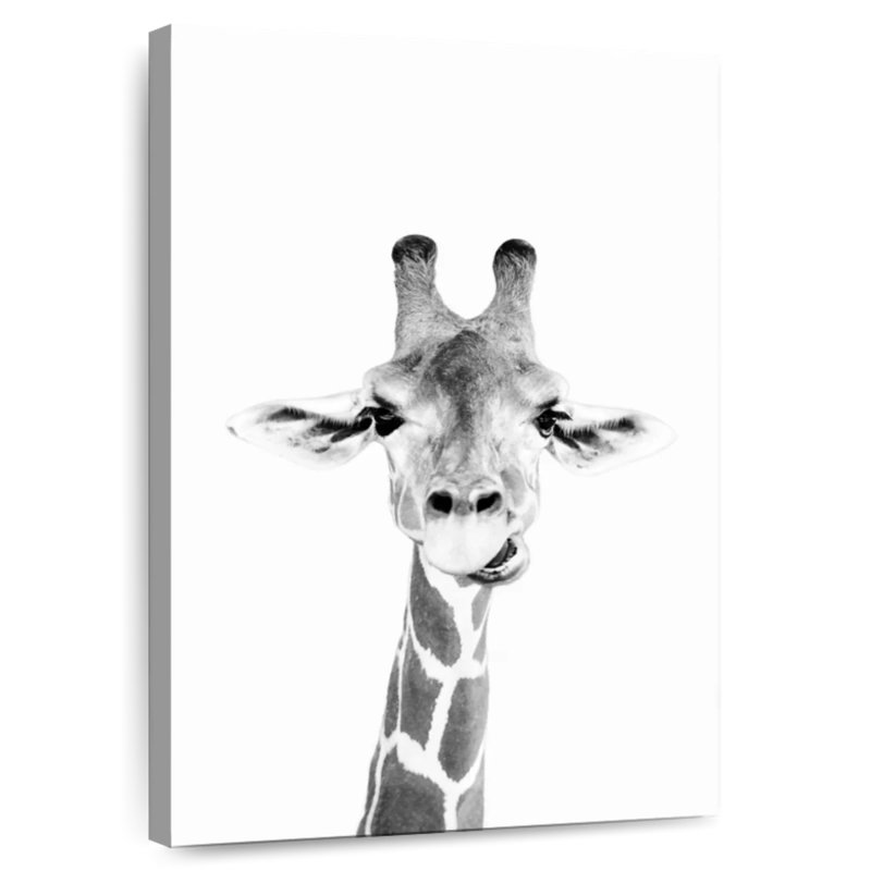 Brampt Happy Giraffe In Black And White, 36" H x 24" W