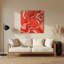 Abstrait fluide, art mural en métal rouge 64-1169939618