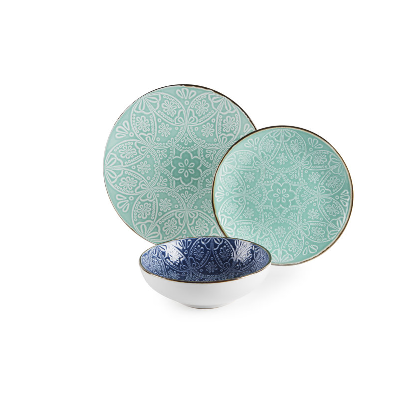 Versailles 18 Piece Dinnerware Set, Service for 6, Blue/Light Blue