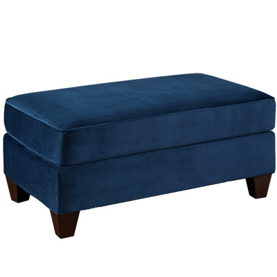 Fabric Cocktail - Textured Navy Blue , Legs, Geometric Pattern, Rectangular Seat For Living Space Footrest Upholstery,