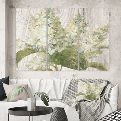 Cabin & Lodge " Gouache Green Flower II " 3 - Pieces Painting Print