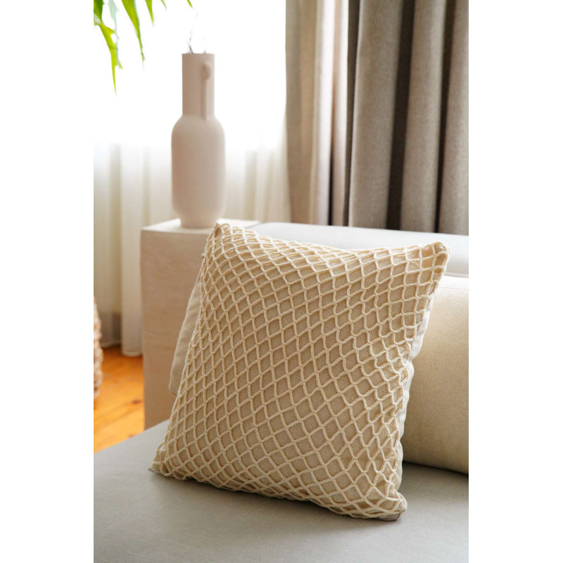 Housse de coussin beige en coton à 100%, 16,9 po x 16,9 po | Lavable à la machine, programme de lavage à la main | Tissu doux et durable, parfait pour la décoration intérieure et le confort | Idéal pour les accessoires de canapé, de canapé et de chaise
