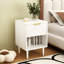 Modern White Nightstand With Drawer, 22.83 Inches Height, Gold Handle, Open Shelf Storage