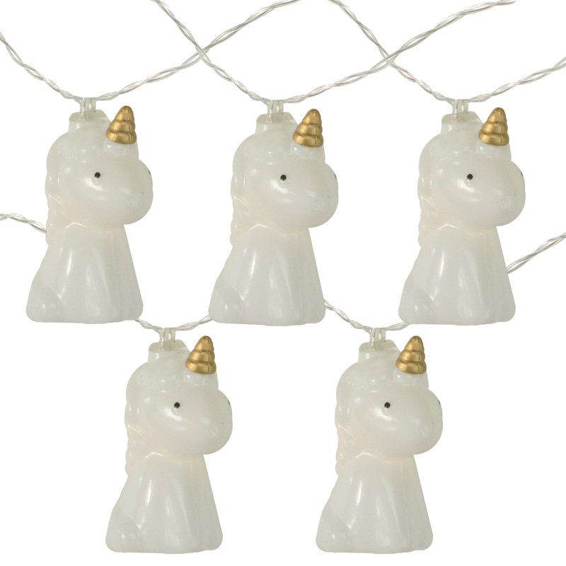 10-Count White Unicorn LED String Lights - 4.5 ft Clear Wire