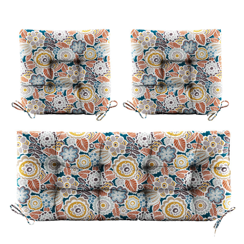 Outdoor 5'' Seat / Back Cushion, Blue Floral