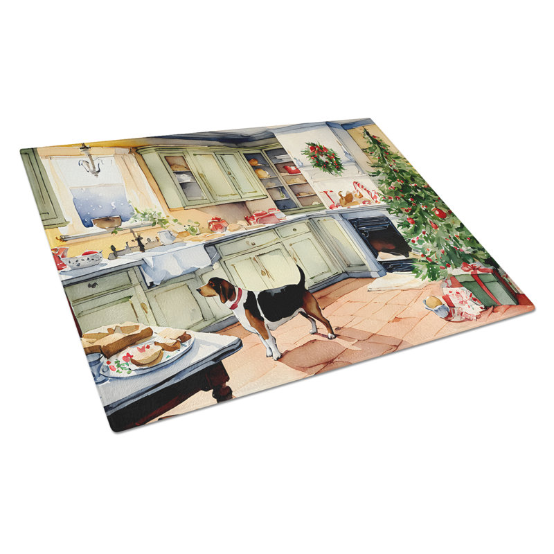 Basset Hound Christmas Cookies Glass Cutting Board