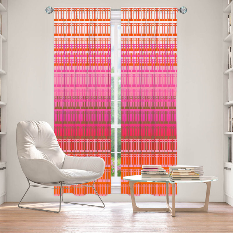 Paire de rideaux obscurcissant en polyester Wakisha, L 20 po x L 52 po, Rose / rouge / pêche