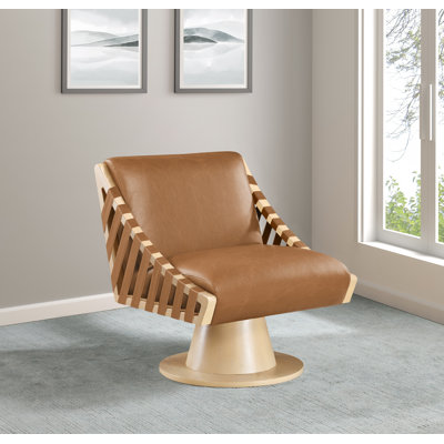 Quinton Vegan Leather Swivel Accent Chair