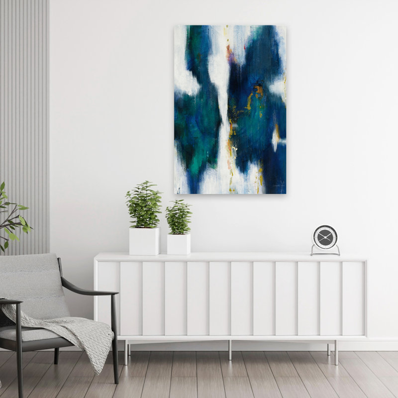 Art abstrait abstrait et bleu, H 36 po x l 24 po