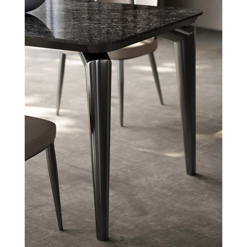 Modern Rectangular Glossy Sintered Stone Dining Table, 29.53"H x 54.33"L x 31.5"W