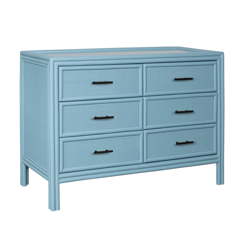 Commode double 6 tiroirs Aruba, Bleu piscine