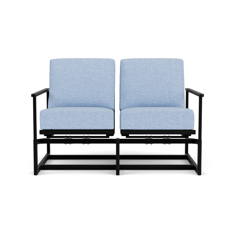 Outdoor Summit Rocker Bench with Cushions, Ebony, Demo Skyway, Pewter