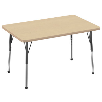 Table rectangulaire 30 po x 48 po thermofusionnée avec pieds à glissière standard - érable / érable / noir