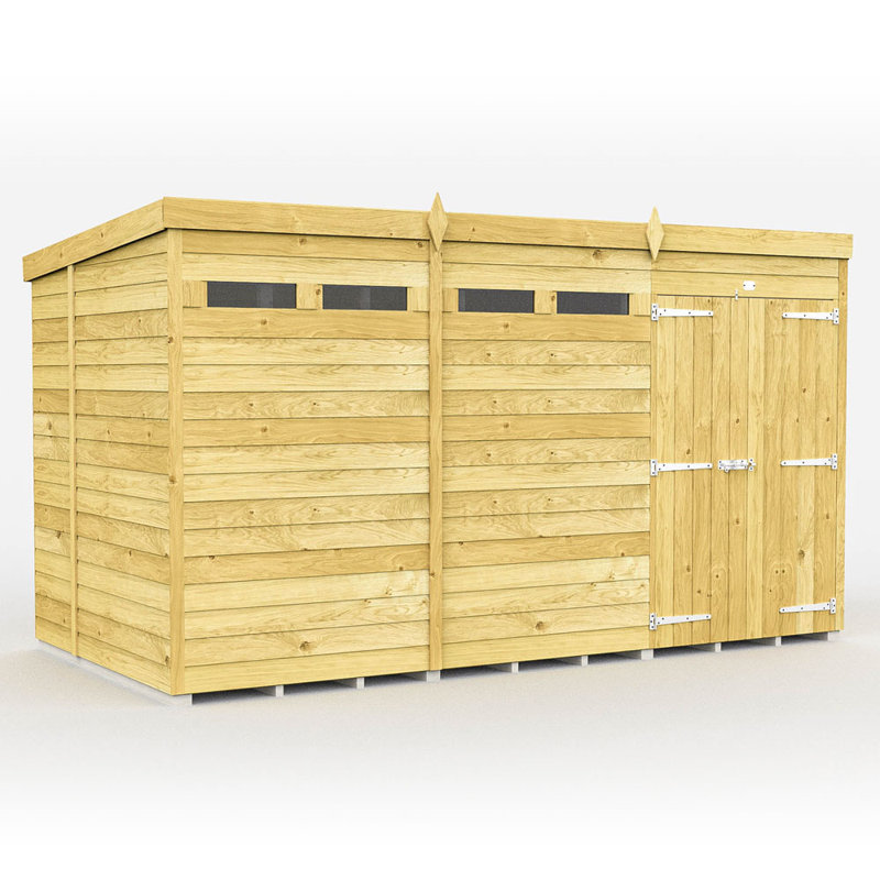 12ft x 7ft Pent Security Shed - Double Door