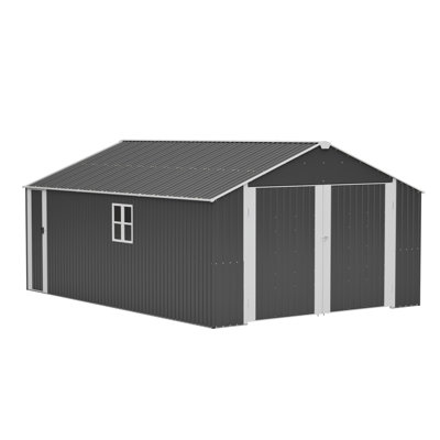 12X20 FT Shed Outdoor Metal Garage Shed With Spacious 1810 CUFT Capacity, Durable Double-Door Design, All-Weather Protection For Secure Vehicle And Equipment Storage
