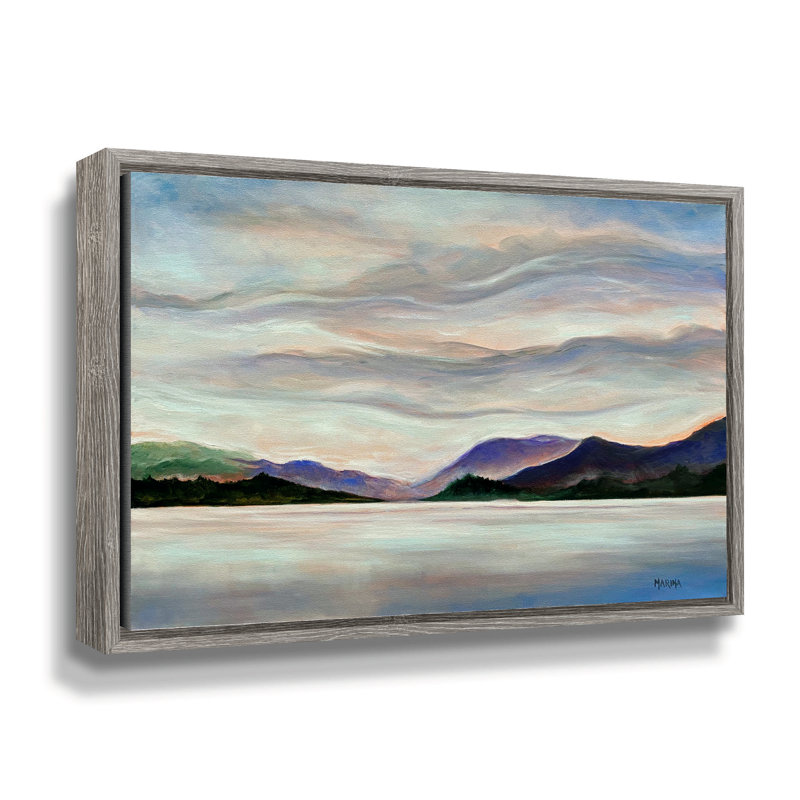 Berj Lake George Heaven, reproduction d'art sur toile, Cadre flottant gris clair, H 24 po x l 32 po x P 2 po