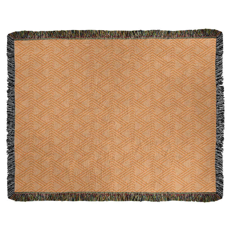Couverture en coton tissé zigzag classique, L 37 po x L 52 po, Orange rouille