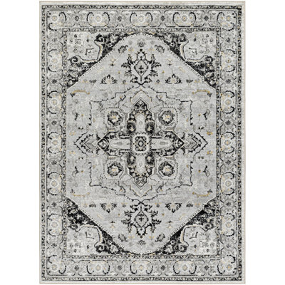 Mikel Traditional Charcoal Area Rug