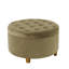 Repose-pieds avec rangement Jo, dessus relevable capitonné rond de 28 pouces, velours vert sauge