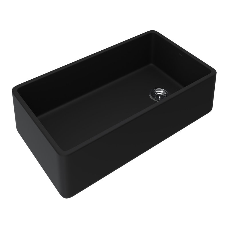 Allia 36" Fireclay Single Bowl Apron Front Kitchen Sink, Matte Black