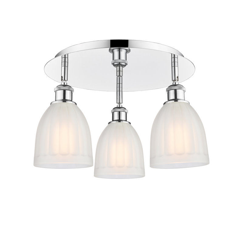 Bianey Glass Flush Mount, Polished Chrome, White