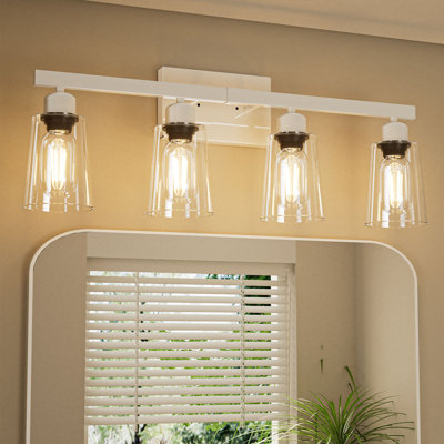 4-Light Bathroom Vanity Light, Modern Bathroom Light Fixtures with Clear Glass, Vanity Lights Over Mirror for Living Room Kitchen Hallway, 26.5 inch