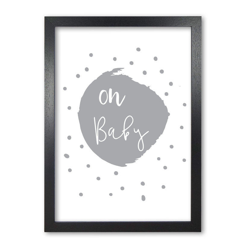 Oh Baby - Painting, 30 cm H x 21 cm W x 5 cm D, Black Grain Frame