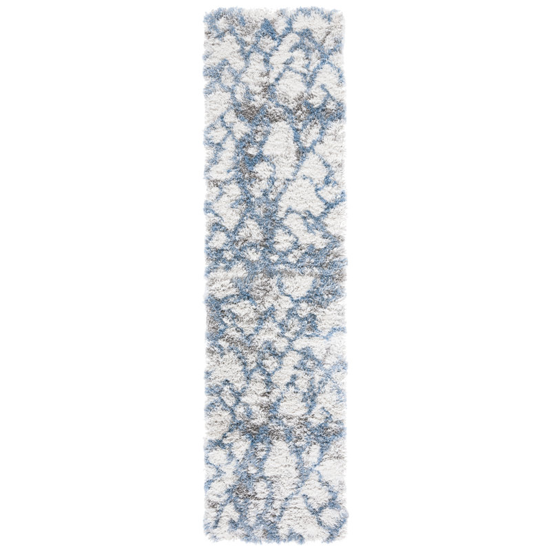 Castiglione Abstract Ivory/Blue Area Rug, Runner 2' x 9'