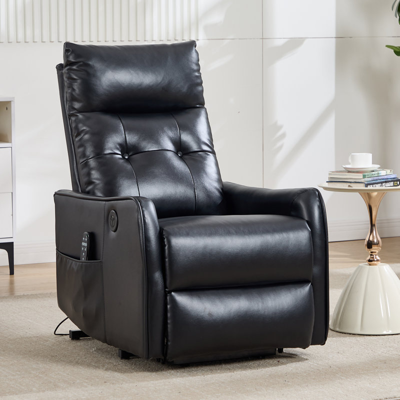 25" W Power Lift Chair Recliners Infinite Position With Heat and 8 Point Massage, Black
