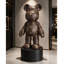 Figurine d'ours en résine contemporaine de luxe, sculpture de sol à imprimé rétro, objet de décoration tendance avec socle