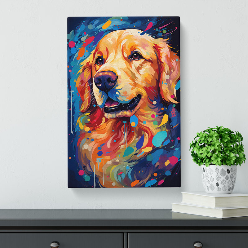 Golden Retriever Futurism No.2 - Wrapped Canvas, 76cm H x 50cm W x 3cm D