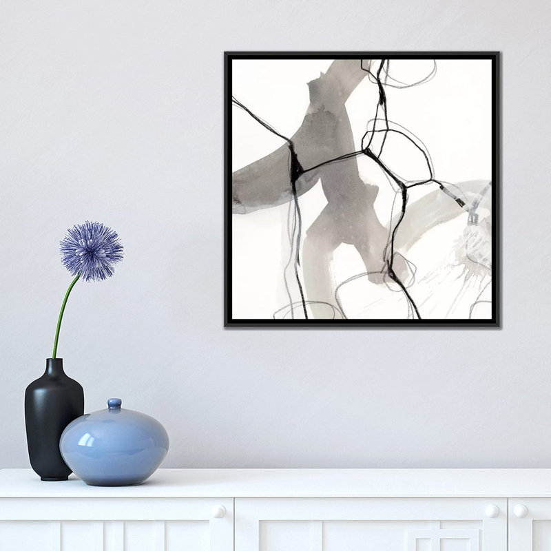 « modulant i », reproduction d’art sur toile tendue, H 18 po x l 18 po x P 1,5 po, Toile encadrée noire, Pas de tapis