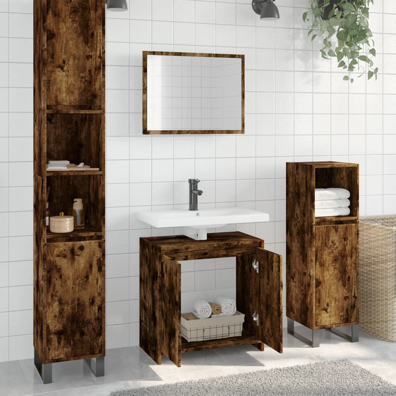 Dorlan 60cm Bathroom Vanity Base Only, Smoked Oak