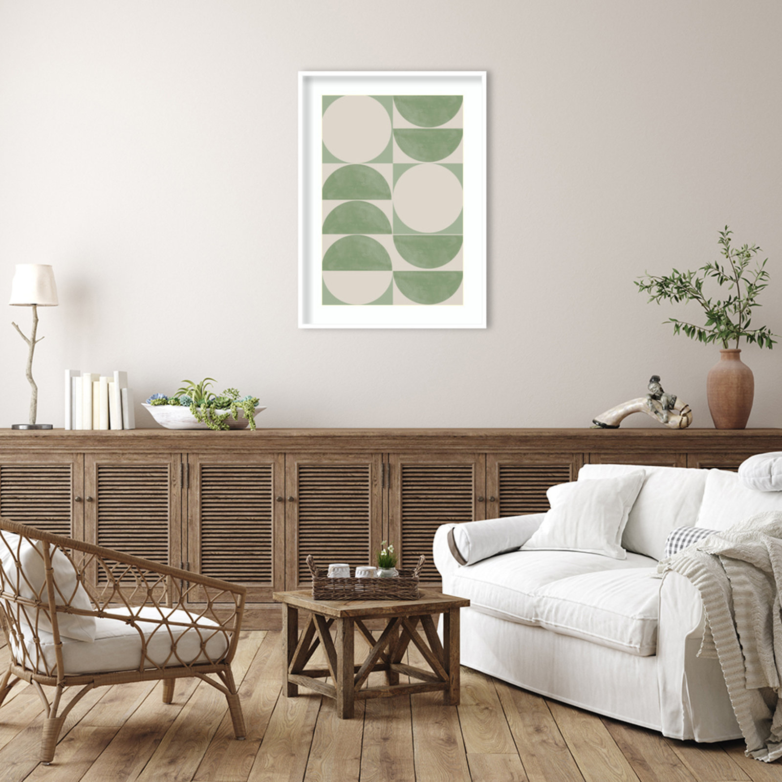 Mid Century Modern 01 Print, White, 41" H x 30" W