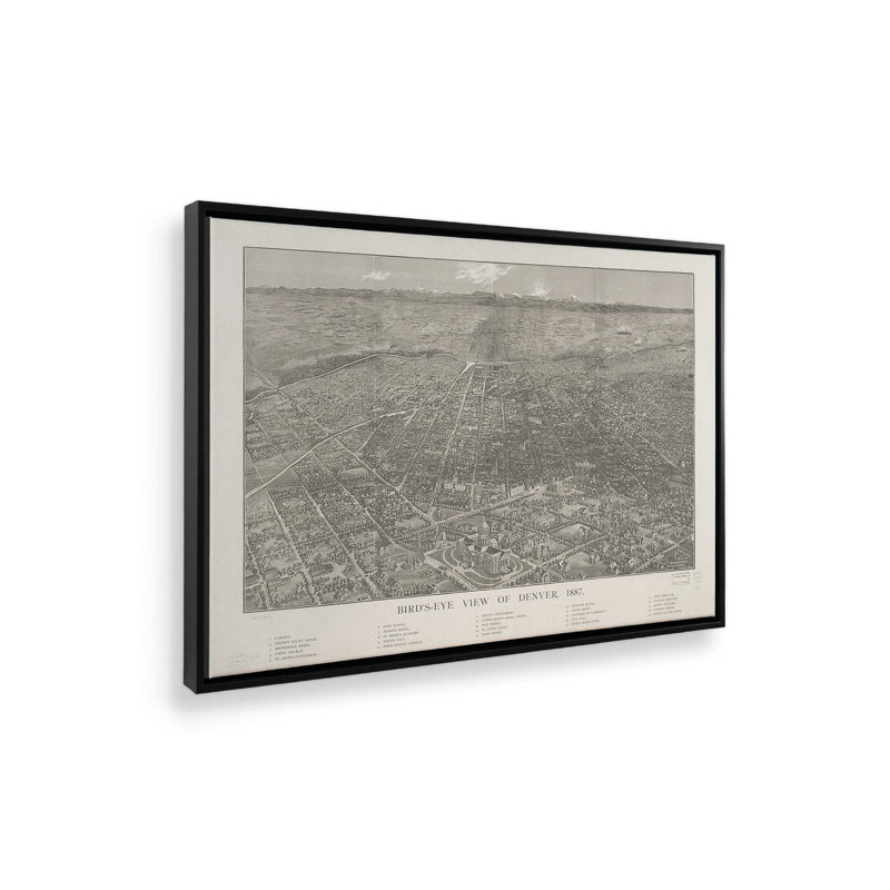 «Denver Bird's Eye View» par Deny Designs, reproduction d'art, 30 x 40, Noir, Toile avec cadre