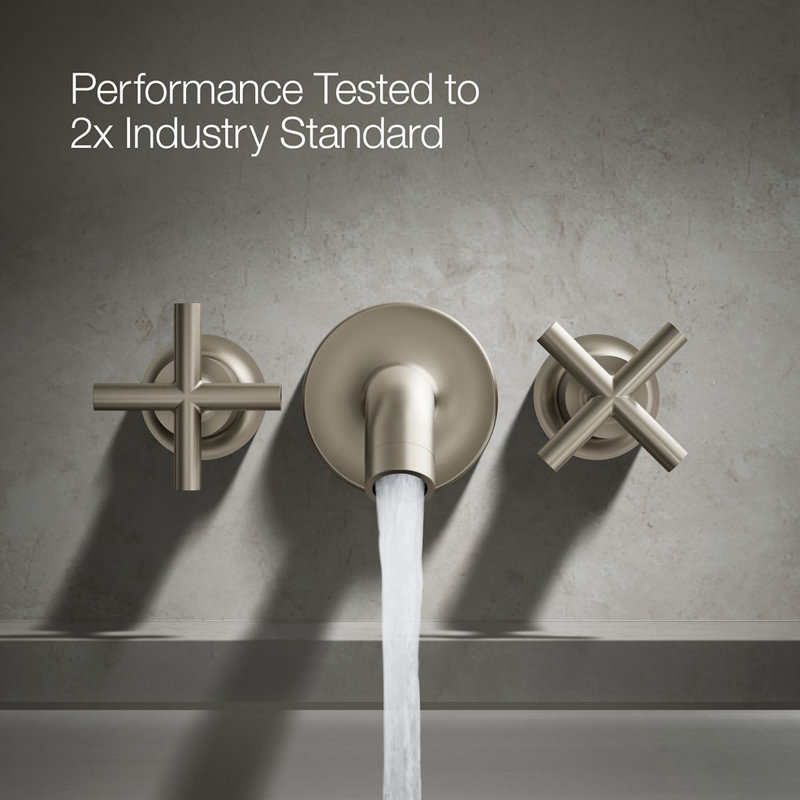 Purist® Deck- or Wall-Mount High-Flow Bath Valve Trim with Cross Handle, Vibrant Brushed Nickel