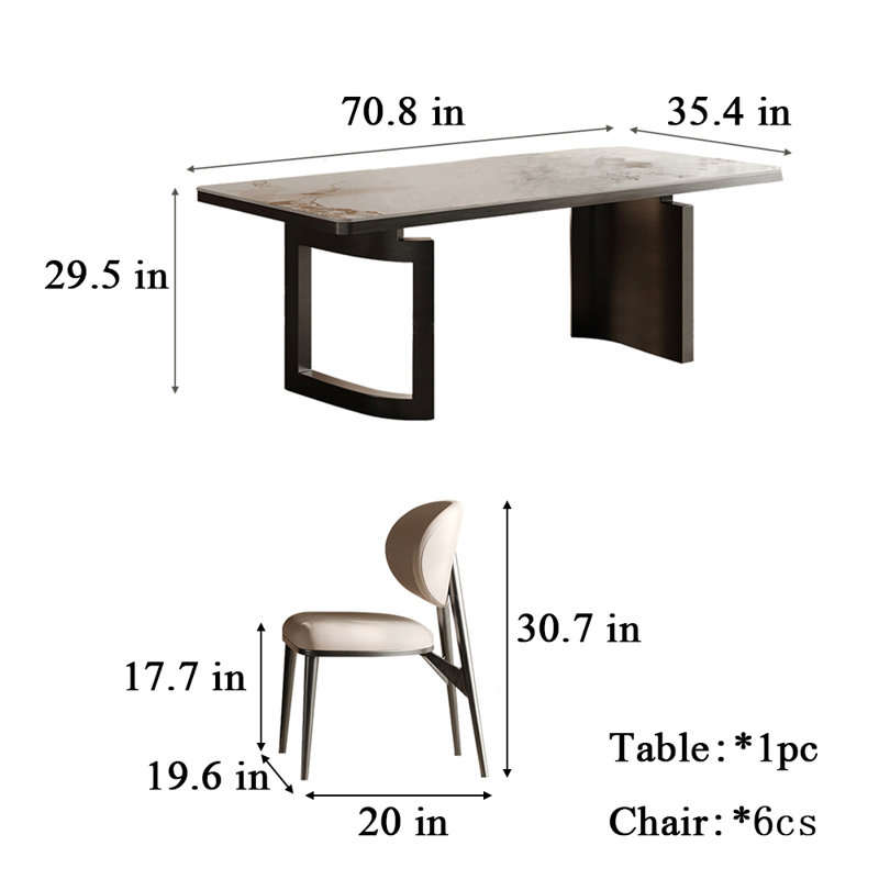 Ensemble de table rectangulaire moderne et simple, H 29,5 po x L 70,8 po x l 35,4 po
