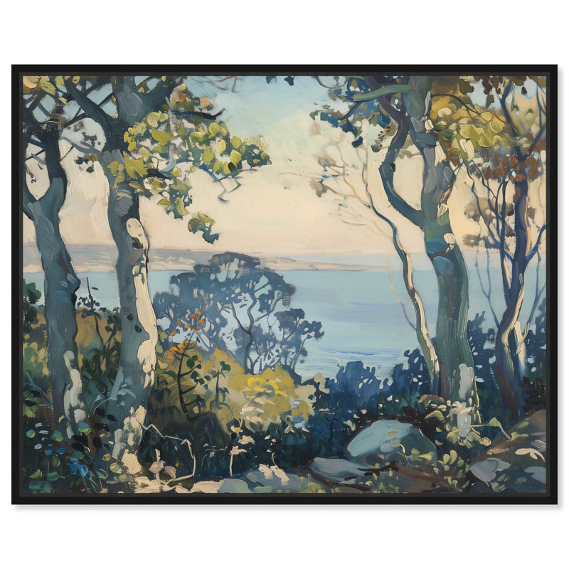 Forest On The Shoreline Farmhouse Wall Art by Art Remedy, Black Framed, 25" H x 31" W